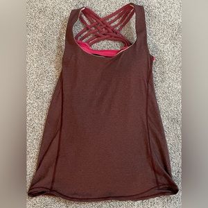 Lululemon Women's Size 4 Wild Tank Top Strappy Open Back Burgundy & Pink